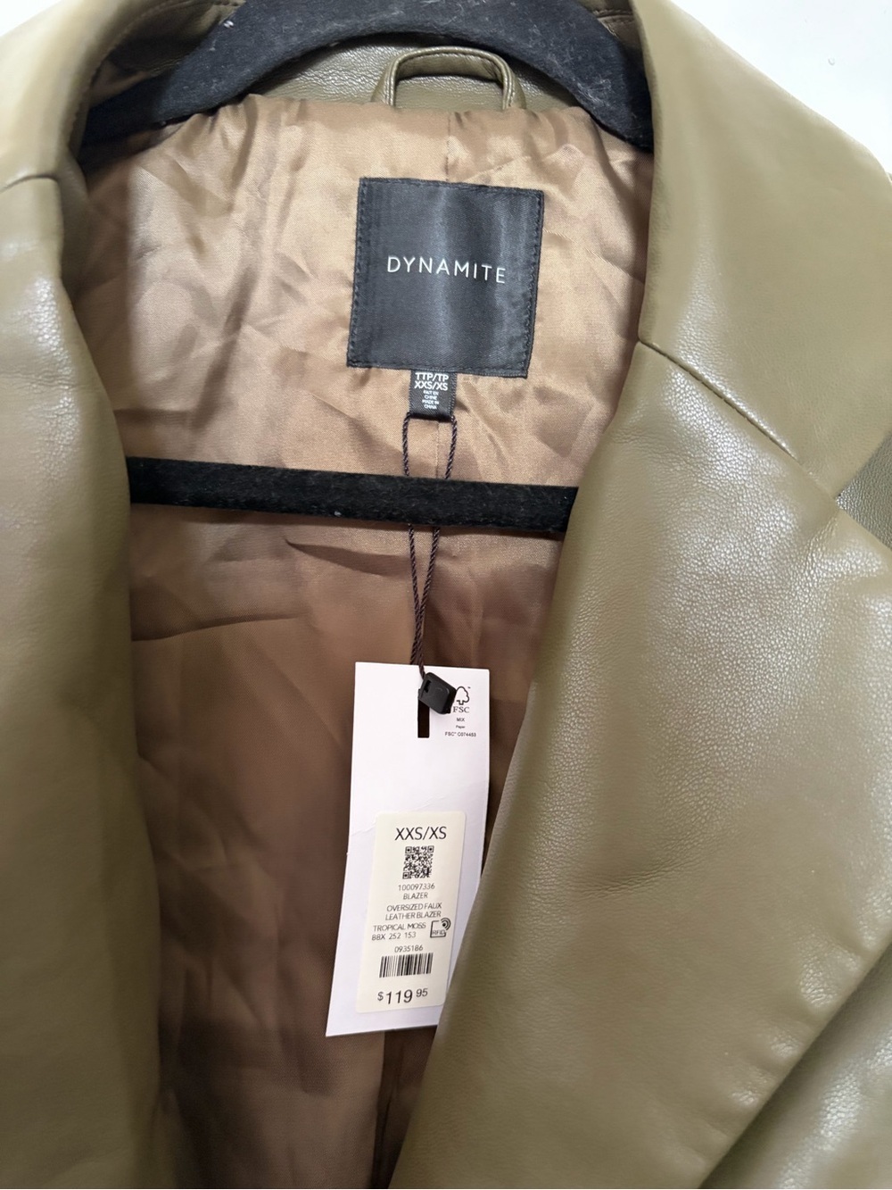 NWT Dynamite Oversized Faux Leather Blazer - XXS/XS - Picture 10 of 12